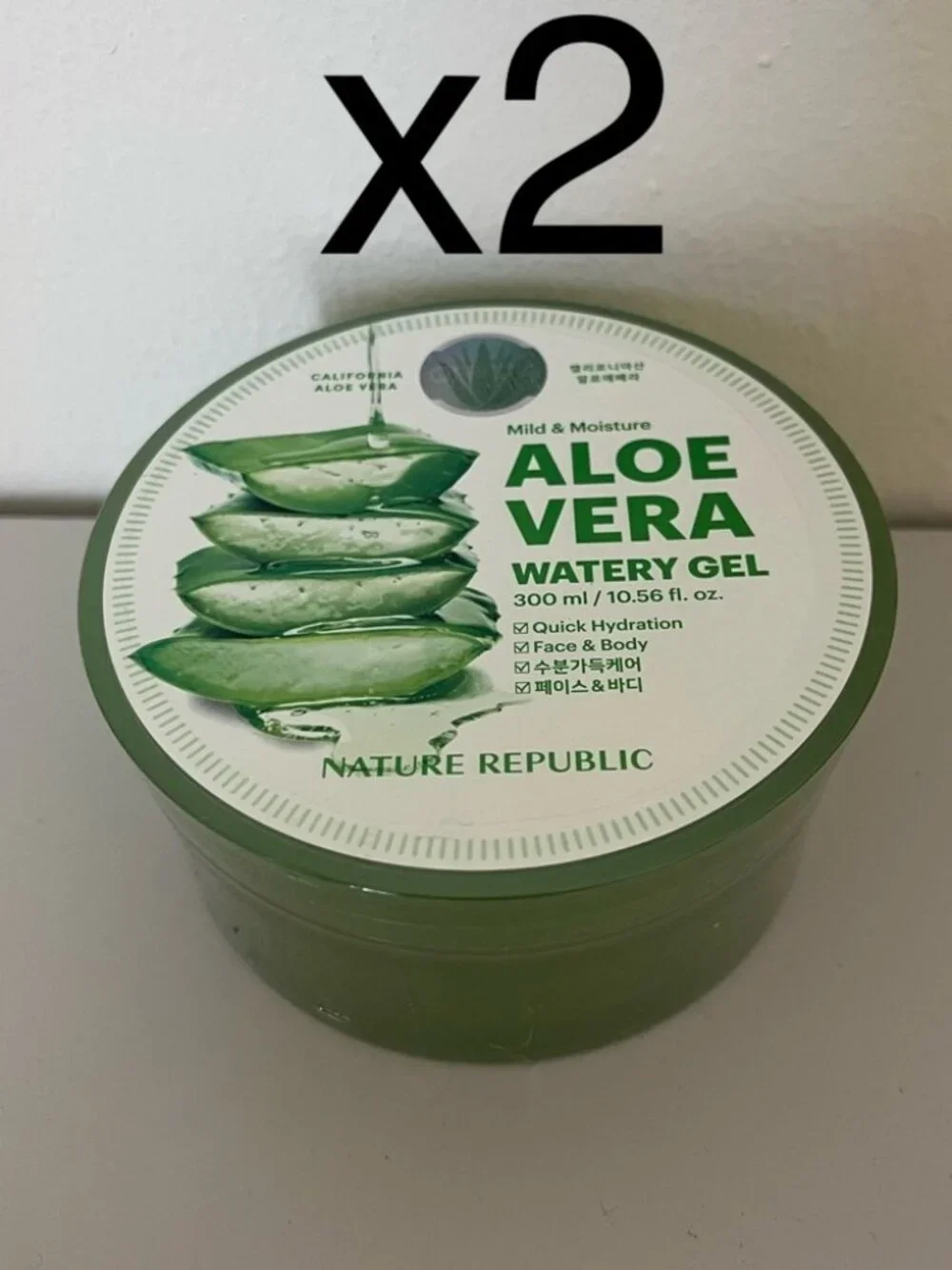 2X NATURE REPUBLIC - Korean Beauty Soothing Moisture Aloe Vera Gel 92% - 300ml